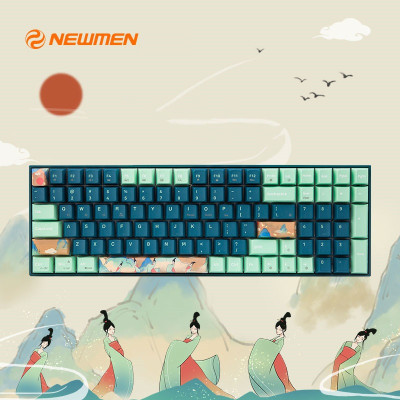 Bàn phím cơ không dây Newmen GM1000 Spring Kailhbox white/Red - Hàng Chính Hãng 