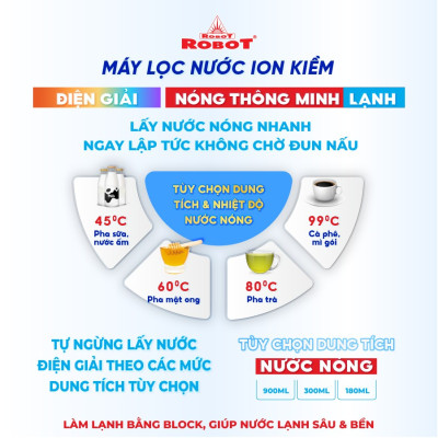 Máy Lọc Nước Điện Giải Ion Kiềm ROBOT IonKing 912 Chế Độ Nóng Nguội Lạnh - Hàng Chính Hãng