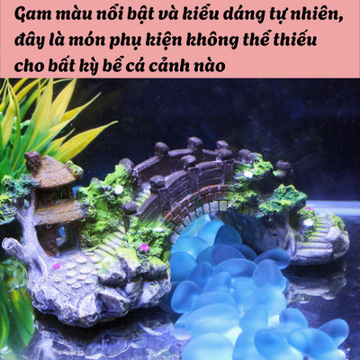 Cầu Trang Trí Hồ Cá Mini Cổ Trang- Mô Hình Cầu Giả Cảnh Quan Cho Bể Cá- Tiểu Cảnh Cầu Đá Phong Cách Cổ Điển- Cầu Giả Mini Decor Bể Cá- Tiểu Cảnh Cầu và Chòi Mini Phong Cảnh Hồ Cá