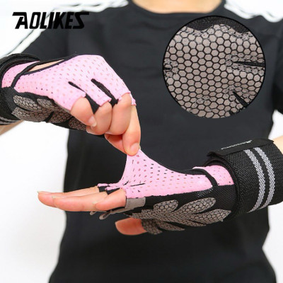 Găng tay thể thao Nam - Nữ có quấn bảo vệ cổ tay Aolikes 113B