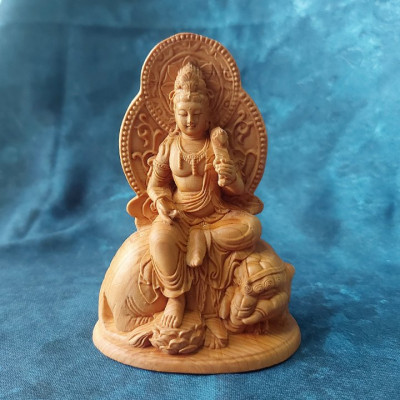 Bộ tượng Phật Văn Thù Bồ Tát và Phổ Hiền Bồ Tát bằng gỗ Bách Nhai - V660