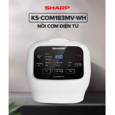 Nồi cơm điện tử, nắp gài Đa Năng Chống Dính Sharp KS-COM183MV-WH 1.8L - Hàng chính hãng - Bảo hành 12 tháng