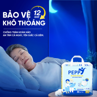 [GÓI LỚN TIẾT KIỆM] Tã/Bỉm Quần Người Lớn, Người Già Peppy Siêu Mỏng, Siêu Thấm, Kháng Khuẩn size M/L (40 Miếng)
