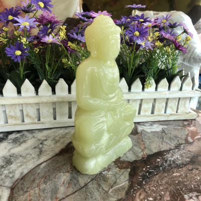 Tượng Phật A Di Đà ngồi đài sen đá ngọc Onyx - Cao 20cm