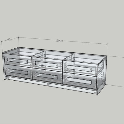 HAPPY FURNITURE , Tủ lưu trữ 6 ngăn kéo - RUBEL, THK_259, 160cm x 45cm x 46cm DxRxC