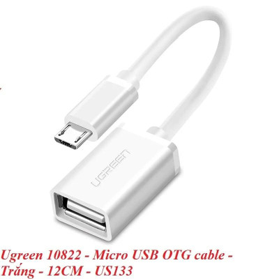 Ugreen UG10822US133TK 12CM màu Trắng Cáp chuyển đổi MICRO USB sang USB âm hỗ trợ OTG - HÀNG CHÍNH HÃNG