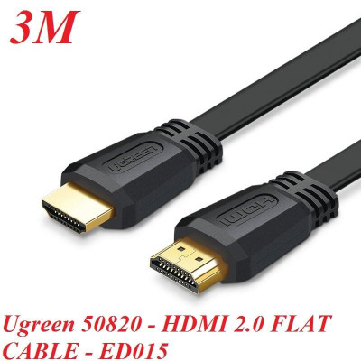 Ugreen UG50820ED015TK 3M màu đen Cáp tín hiệu HDMI dẹt - HÀNG CHÍNH HÃNG