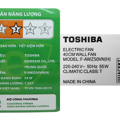Quạt Treo Tường Toshiba F-AWZ50VN(H) - Xám - Hàng chính hãng