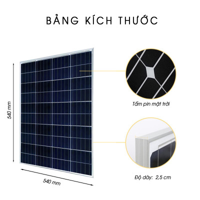 Tấm Pin Năng Lượng Mặt Trời 18V 35W Polysilicon (Khung Nhôm) - 540x540x25mm