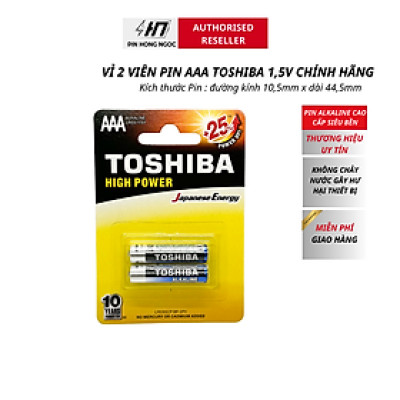 Vỉ 2 Viên Pin AA , AAA TOSHIBA Alkaline 1,5 Siêu Bền Bỉ - Hàng chính hãng