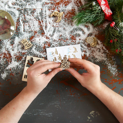 Mô Hình Gỗ Cơ Khí -  U-Fidgets-Gearsmas - Set 4 tấm Trang trí Noel, sản phẩm chính hãng Ugears, nhập khẩu nguyên bộ từ EU, Fidget, DYI