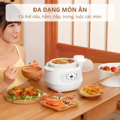 Nồi nấu cháo chưng yến 1 Lít Mishio MK383 - Hàng chính hãng