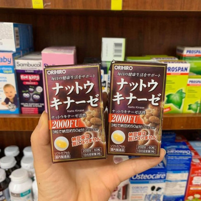 Viên Uống Hỗ Trợ Tai Biến Đột Quỵ Nattokinase 2000FU Orihiro 60 Viên Nhật Bản Hàng Chính Hãng