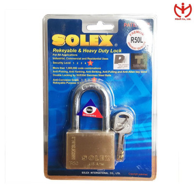 Ổ khóa Solex R50L thân đồng rộng 50mm càng dài 55mm - MSOFT