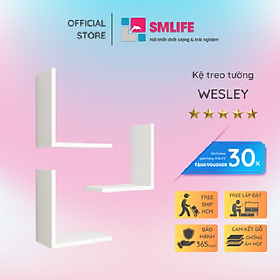 Kệ gỗ trang trí phòng khách gia đình SMLIFE Wesley
