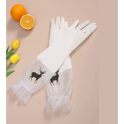 Găng Tay Cao Su Non Lót Nỉ Con Hươu Siêu Dai Cực Ấm, Găng Rửa Bát, Dọn Dẹp Mùa Đông Có Dây Chống Tuột- Hàng Loại 1- Chính Hãng MINIIN