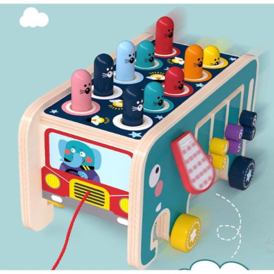 Đồ chơi đập chuột hình con voi kèm đàn 3 in 1 - Đồ chơi gỗ thông minh cho bé