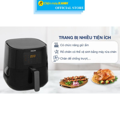 Nồi chiên không dầu Philips HD9280/90 6.2 lít - Hàng Chính Hãng