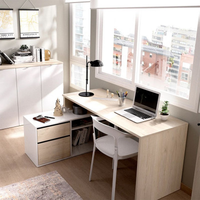 Bàn máy tính chữ L kết hợp tủ lưu trữ SMLIFE Durumon