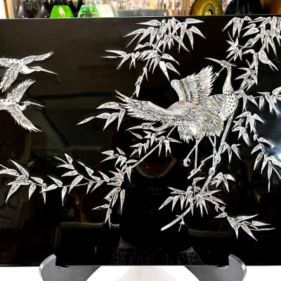 Tranh sơn mài - HOA, TRÚC - Khảm cừ cao cấp size 40x60 thích hợp trang trí, làm quà tặng,...