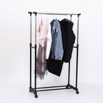 Giá Phơi Quần Áo, Xào Phơi Đồ, Giàn Phơi Inox Thông Minh 2 Tầng Có Bánh Xe Tiện Di Chuyển 