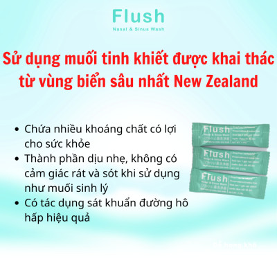 Muối Biển NewZealand Tinh Khiết FLUSH Rửa Mũi Cho Trẻ Hộp 30 Gói