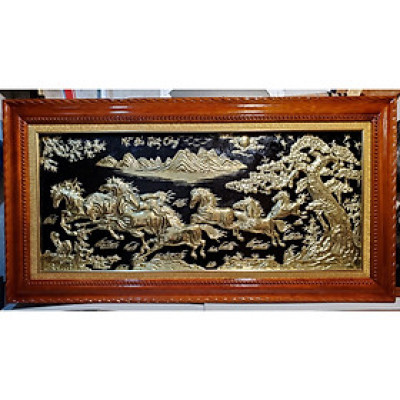 TRANH ĐỒNG VÀNG NGUYÊN CHẤT LIỀN TẤM - KHUNG GỖ DỔI - MÃ ĐÁO THÀNH CÔNG -A172G