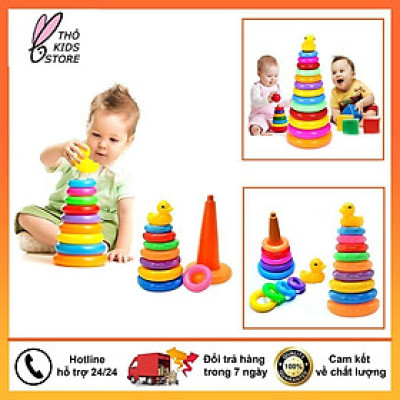 Tháp cầu vồng, đồ chơi xếp tháp vịt cao cấp cho bé