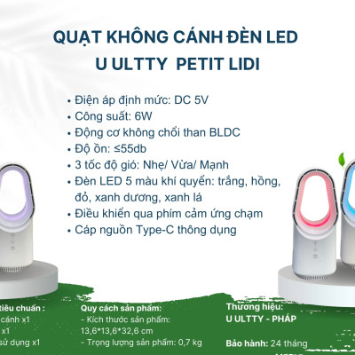 Quạt không cánh để bàn U ULTTY PETIT LIDI - Hàng chính hãng