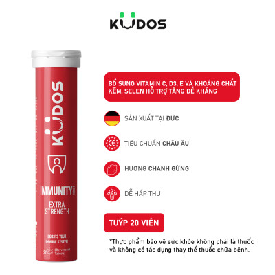 Combo Thực phẩm bảo vệ sức khỏe KUDOS IMMUNITY BOOST EXTRA STRENGTH + KUDOS DAILY VITAMINS PLUS BIOTIN & GINSENG (20 viên/ Tuýp)