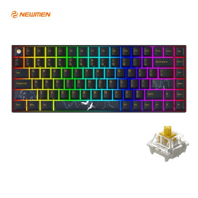 Bàn phím cơ không dây Newmen GM840 Pro  (Hạc - Trăng & Mây) G-Pro Yellow Axis - Hàng Chính Hãng 