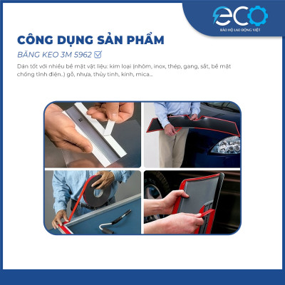 Băng keo 3M 5962 cường lực siêu dính chịu nhiệt cao (12mmx5.5m)