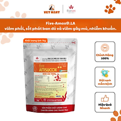 [1kg] Five-AmSuCox bệnh cầu trùng. Hiệp đồng tác dụng giảm xuất huyết, cầm máu nhanh.
