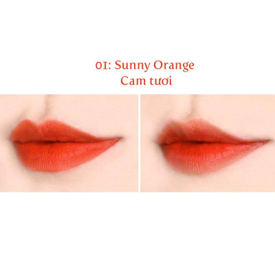 Son lì nhẹ môi Beauskin Rosedew Matte Creamy Hàn Quốc No.01 Cam tươi tặng kèm móc khóa