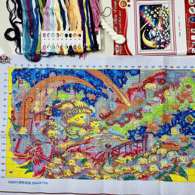 Tranh thêu kín Chúc bé ngủ ngon vs8093 (50x80 cm)