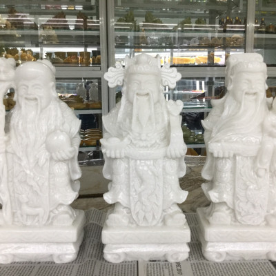 Bộ tượng Tam Đa Phúc Lộc Thọ đá cẩm thạch trắng - Cao 30cm