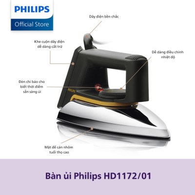 Bàn ủi khô Philips HD1172/01- HÀNG CHÍNH HÃNG