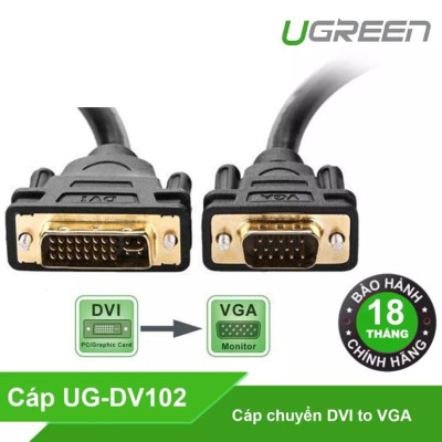 Ugreen UG11677DV102TK 2M màu Đen Cáp chuyển đổi DVI 24 + 5 sang VGA - HÀNG CHÍNH HÃNG