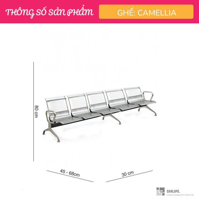 Ghế băng chờ sắt xi 5 chỗ ngồi SMLIFE Camellia