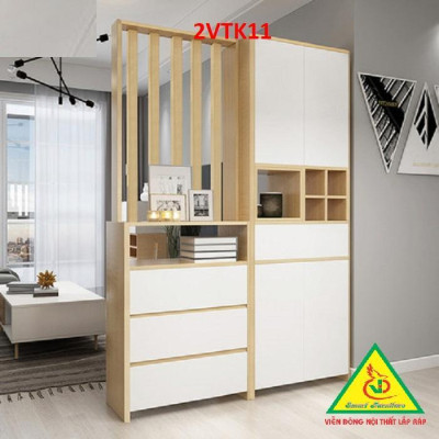 Tủ kệ trang trí kiêm vách ngăn phòng khách , nhà bếp 2VTK11 - Nội thất lắp ráp Viendong Adv