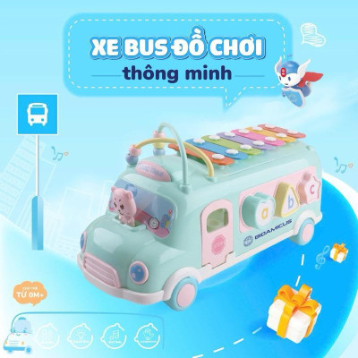 Đồ chơi Xe bus thả hình khối kết hợp đàn gõ Xylophone Bioamicus