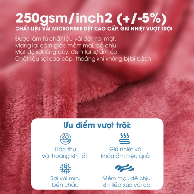 Mền tuyết NIN - màu Ruby Wine 1m3x2m, 1m6x2m 100% Microfiber, chăn hè cao cấp, chăn lông tuyết nhung kiểu dáng Hàn Quốc