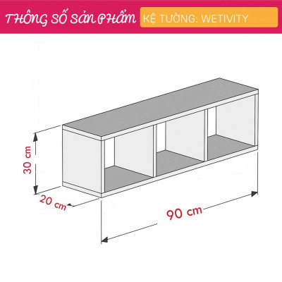 Kệ sách treo tường gỗ công nghiệp hiện đại SMLIFE Wetivity