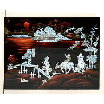 Tranh sơn mài cẩn ốc xà cừ cao cấp, ốc chìm, hàng xuất khẩu size 30x40 cm treo tường, trang trí nhà cửa,...