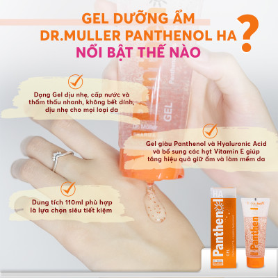 Gel dưỡng ẩm da Cộng Hòa Séc Dr Muller Panthenol B5 7% bổ sung HA, Vitamin E 110ml - HÀNG CHÍNH HÃNG