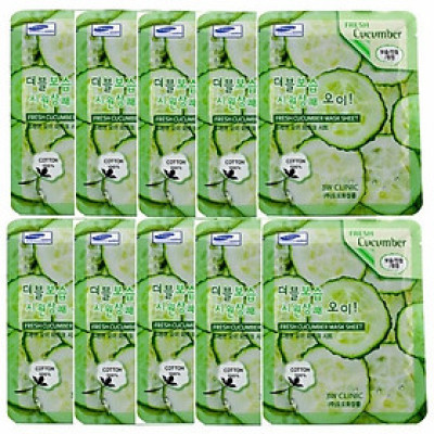 Combo 10 Mặt nạ dưỡng ẩm chiết xuất từ dưa leo 3W CLINIC FRESH CUCUMBER MASK SHEET 23ml x 10