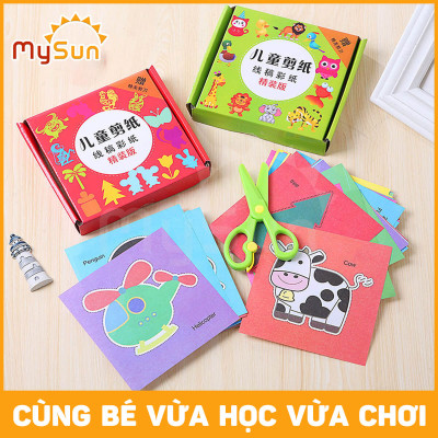 Đồ chơi cắt giấy cho bé bộ đồ chơi cắt giấy dán tự làm thủ công cho bé tô màu