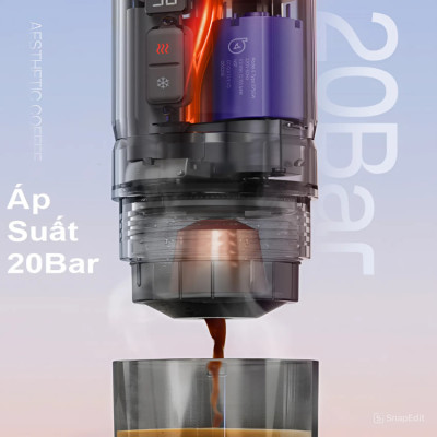 Máy pha cà phê cầm tay chuyên nghiệp Espresso 3 trong 1, dùng pin có thể pha cả nóng và lạnh. Thương hiệu Mỹ cao cấp HiBREW - H4C. HÀNG CHÍNH HÃNG