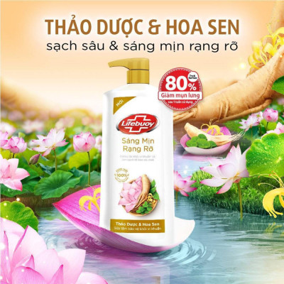 Sữa Tắm Lifebuoy 800gr Detox Và Sạch Sâu Khỏi Bụi Mịn Pm2.5 Detox 100% Từ Thiên Nhiên Diệt Khuẩn - Thảo Dược & Hoa Sen