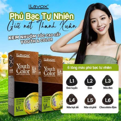 Nhuộm Phủ Bạc Cao Cấp Lavox 60ml x 2 - L6 - Nâu Chocolate